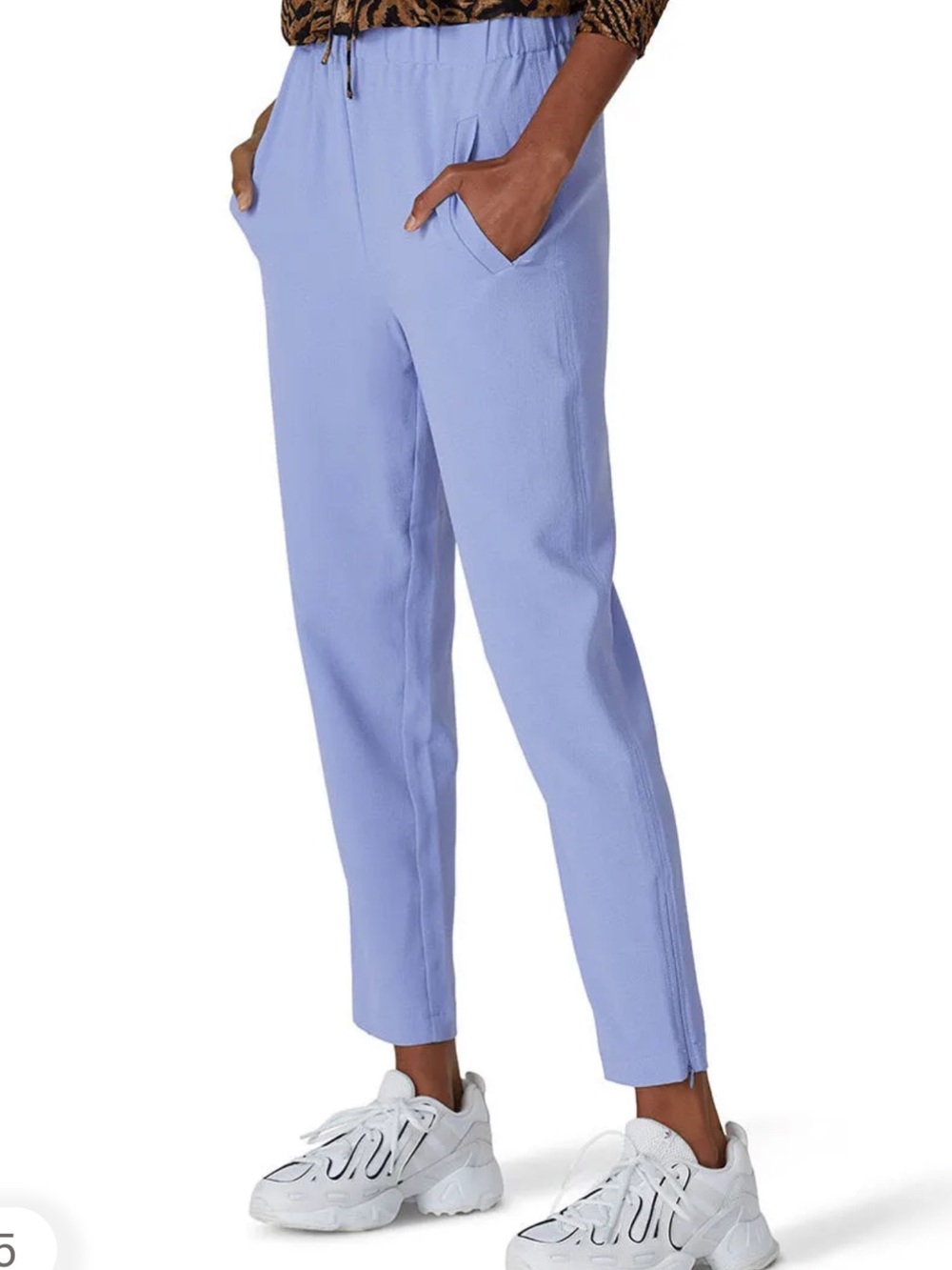 Ganni Light Blue Crepe Ankle Pants